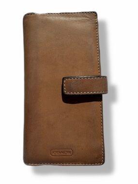 Vintage Coach Brown Leather Wallet Classic Snap Closure Organizer Minimalist